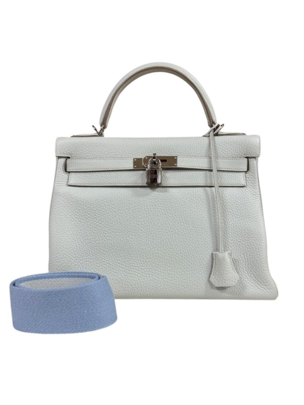 Hermes Kelly 32 Shoulder Bag Taurillon Clemence Gray